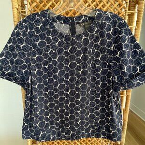 Armani Exchange Navy White Geometric Dot Print Blouse